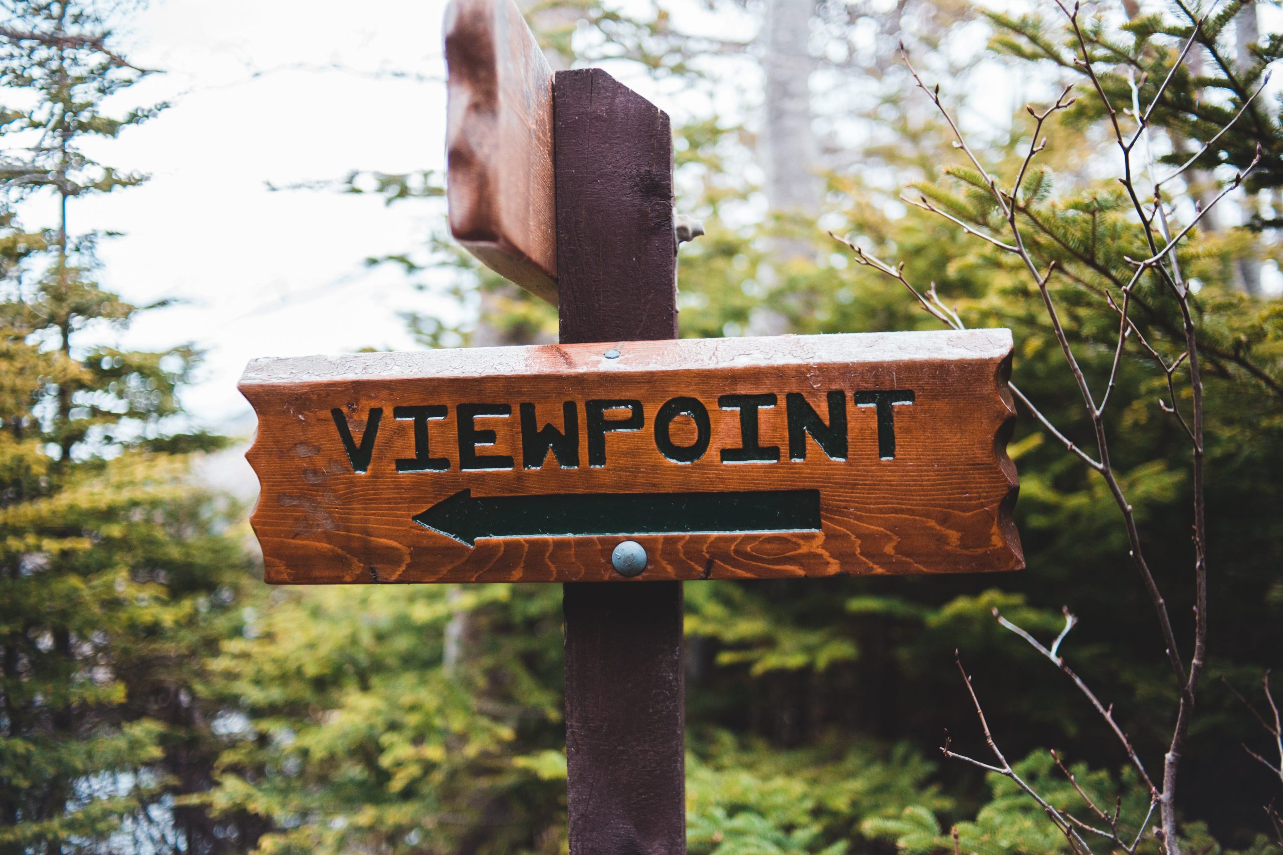 wooden sign that says viewpoint